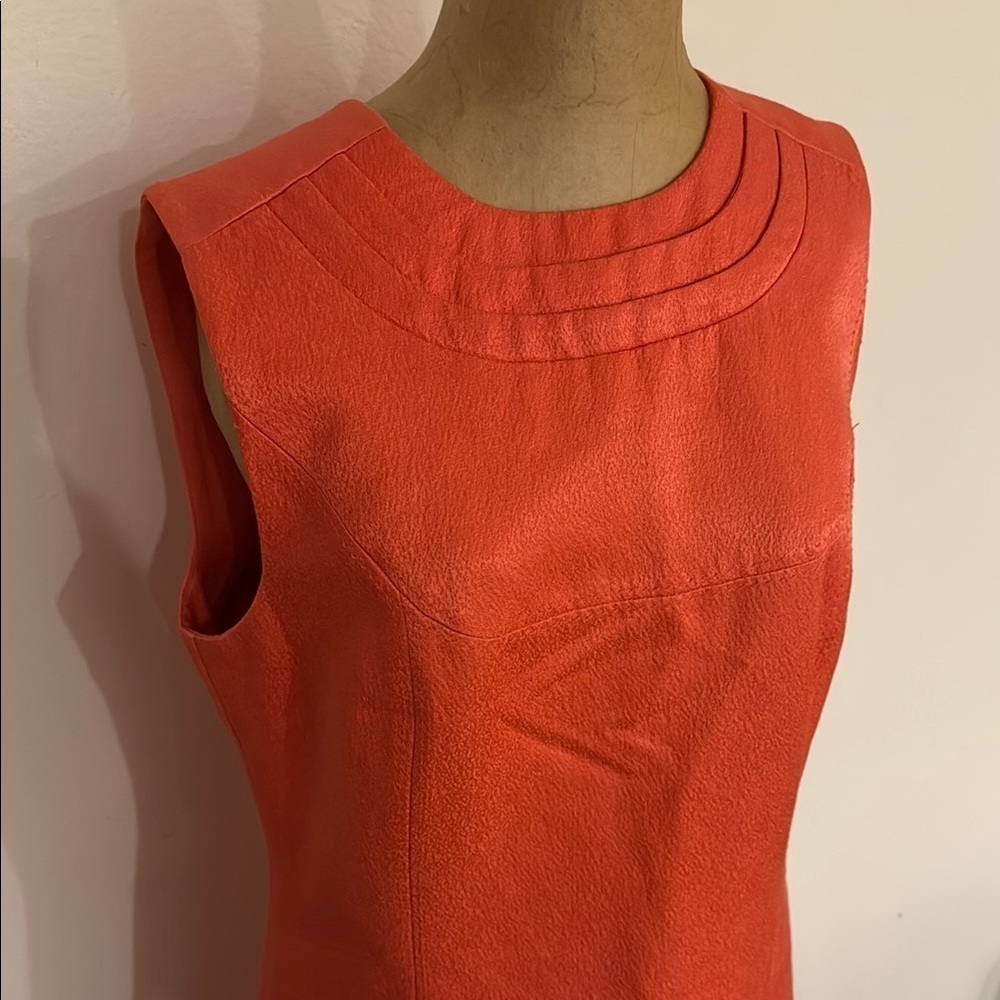 Tory Burch sz 10 Elegant Orange Sleeveless Dress cotton wool silk great cond - Picture 4 of 7